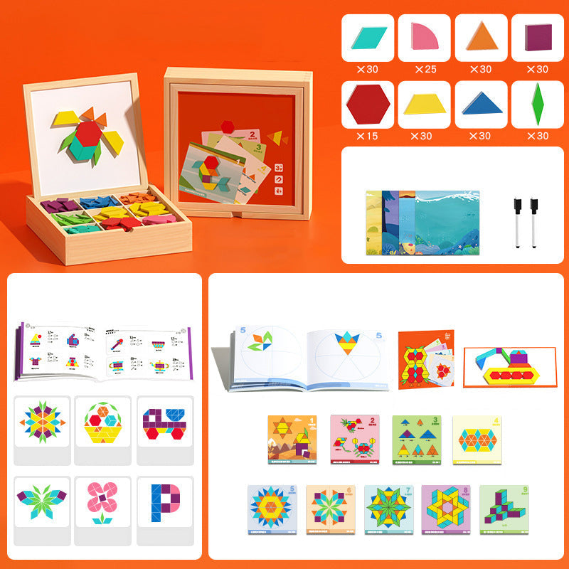 🎁Vroege kerstuitverkoop 50% KORTING🔥Houten magnetische patroonblokkenpuzzel set🧩