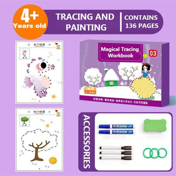 📚✏️✨Children's Tracing Workbook™ | Leer & Groei Spelenderwijs met uw Kind! 👶🧠Onderwijs Speelgoed