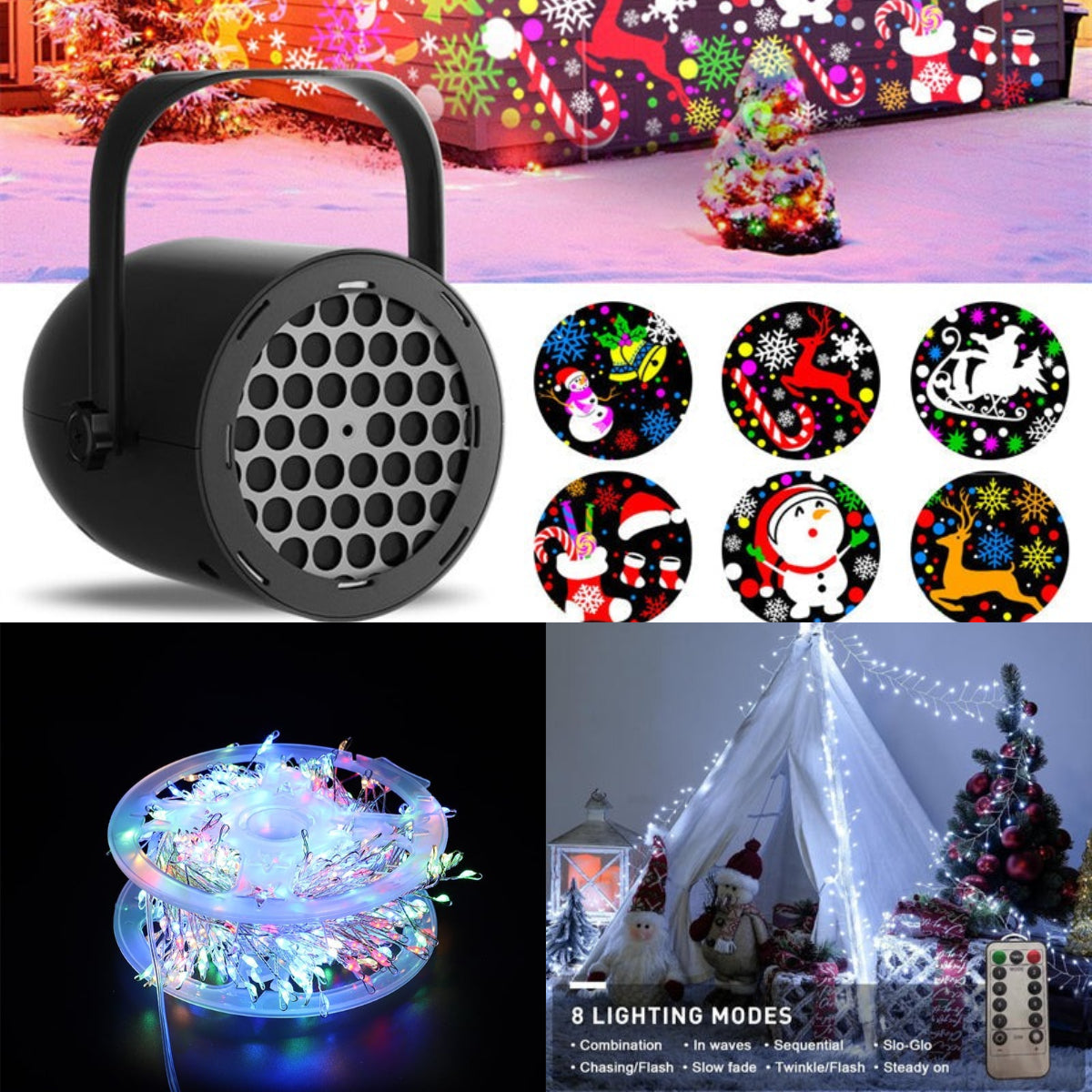 🔥Hot Sale🔥USB-kerstprojectorlamp met 16 patronen