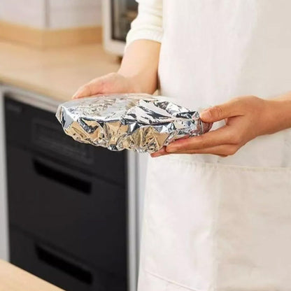 🌞Fris De Lente In Met 50% Korting!🔥Elastische Aluminiumfolie Hoezen (Set) | Houdt Eten Warm & Vers | Wegwerp Afdekhoezen voor BBQ, Picknick & Restjes