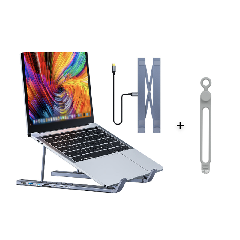 🌞Fris Je Werkplek Op met 50% Korting!🎒Premium 2-in-1 Aluminium Laptopstandaard + USB-C Docking Station: Ergonomisch, Opvouwbaar, 4K HDMI & 8 Poorten voor Elke Lenteavontuur!