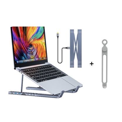 🌞Fris Je Werkplek Op met 50% Korting!🎒Premium 2-in-1 Aluminium Laptopstandaard + USB-C Docking Station: Ergonomisch, Opvouwbaar, 4K HDMI & 8 Poorten voor Elke Lenteavontuur!