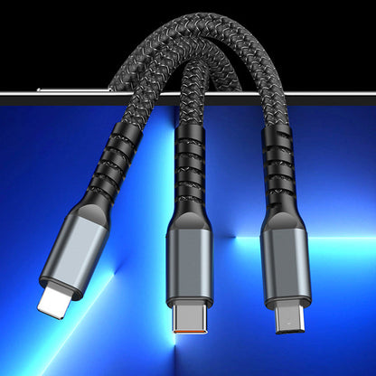 ✨Glow & Charge✨ Transparante oplaadkabel met LED-licht! 🔋 3-in-1 supersnel opladen voor telefoon, tablet en oordopjes! 🏠 Perfect voor thuis, reizen en bureau! ⏳ Beperkte hoeveelheid - bestel nu!