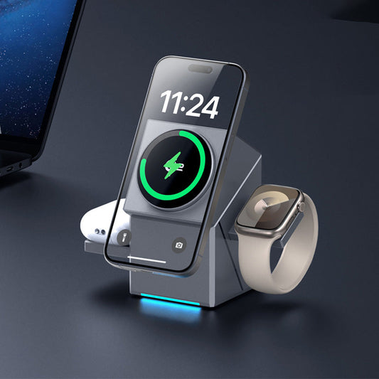 🔥3-in-1 Magnetisch Laadstation🔥 Opvouwbaar & draadloos! 🚀 Laad telefoon, AirPods en smartwatch tegelijkertijd! 💡 Slim design - perfect voor reizen & bureau! Laatste offerte!