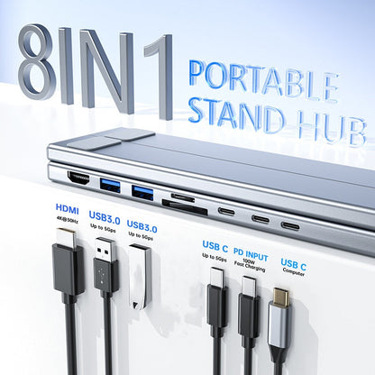 🌞Fris Je Werkplek Op met 50% Korting!🎒Premium 2-in-1 Aluminium Laptopstandaard + USB-C Docking Station: Ergonomisch, Opvouwbaar, 4K HDMI & 8 Poorten voor Elke Lenteavontuur!