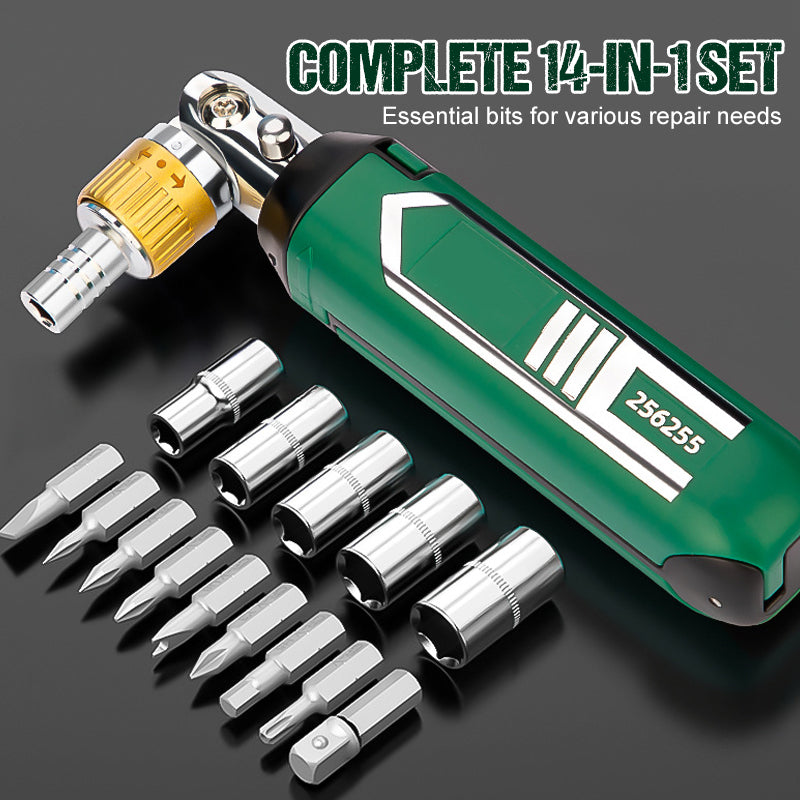 ‌14-in-1✨🔧【Professionaal & Veelzijdig!】Verstelbare Ratelschroevendraaier - 📢📢Sleep de aanbieding! Nog 40 stuks, op=op🚀 Uw perfecte toolkit!