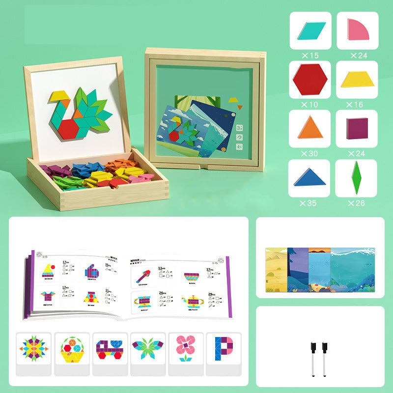 🎁Vroege kerstuitverkoop 50% KORTING🔥Houten magnetische patroonblokkenpuzzel set🧩