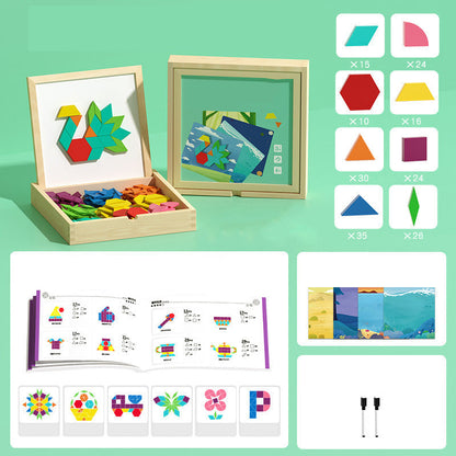 🎁Vroege kerstuitverkoop 50% KORTING🔥Houten magnetische patroonblokkenpuzzel set🧩