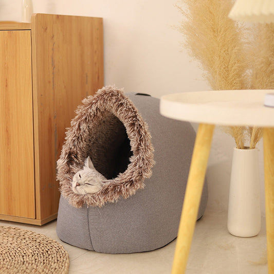 🐾❄️ Winter Warm Huisdiergrot Bed – Gezellig onderkomen, geïsoleerd en stijlvol neutraal ontwerp!