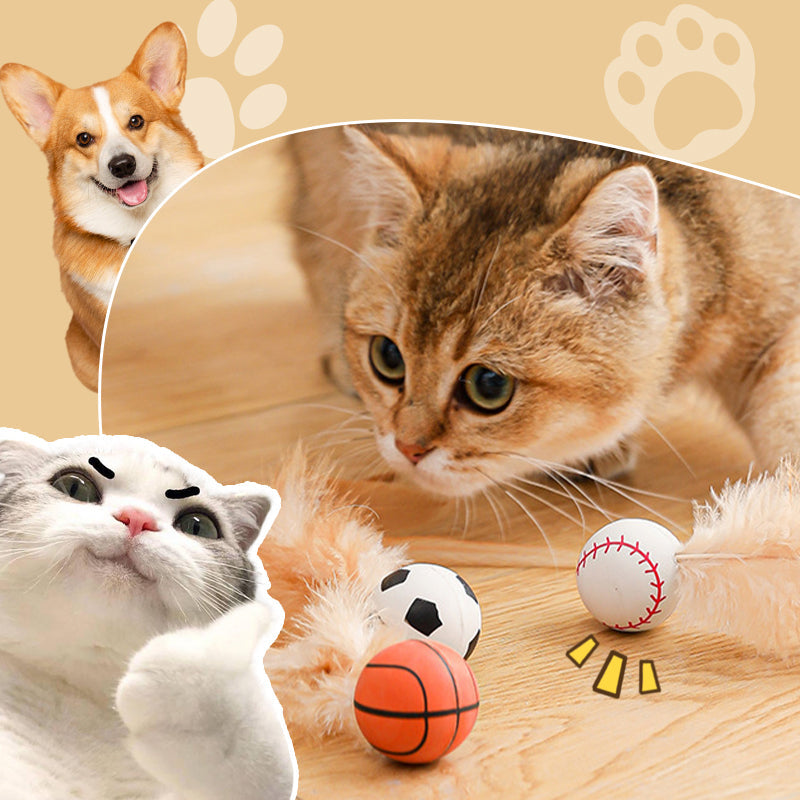 🐈🎉Koop 1, krijg 1 GRATIS! Interactieve kat stuiterbal met veer – perfect voor speelse avonturen met je favoriete knuffelkat!