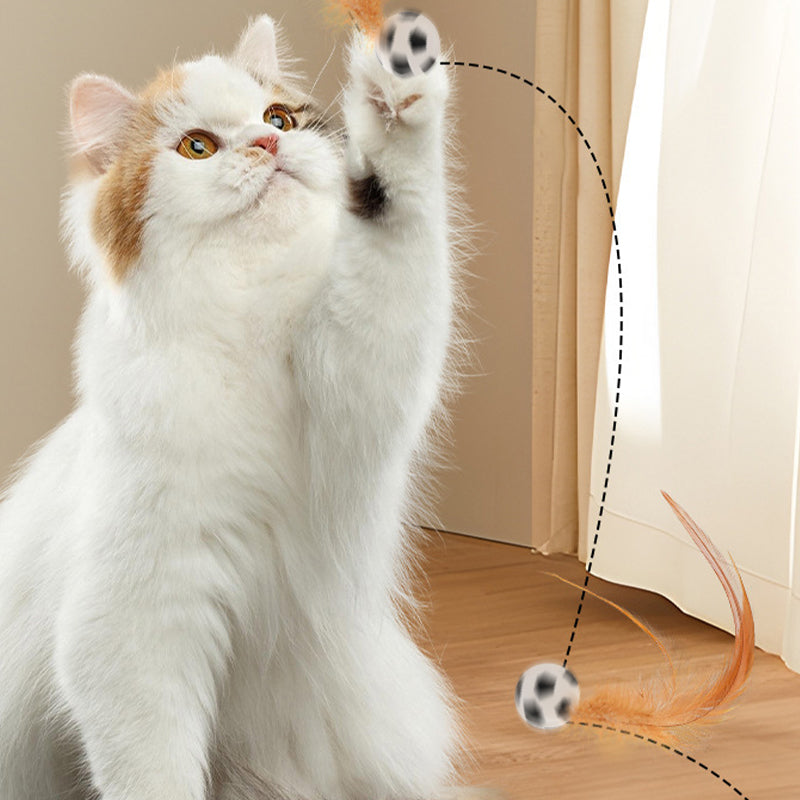 🐈🎉Koop 1, krijg 1 GRATIS! Interactieve kat stuiterbal met veer – perfect voor speelse avonturen met je favoriete knuffelkat!