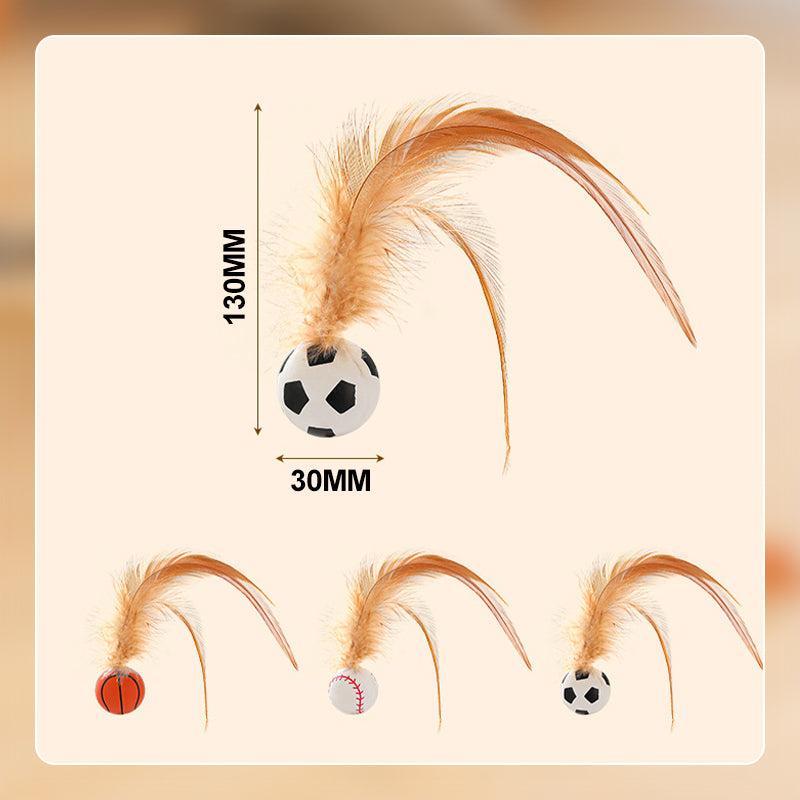 🐈🎉Koop 1, krijg 1 GRATIS! Interactieve kat stuiterbal met veer – perfect voor speelse avonturen met je favoriete knuffelkat!