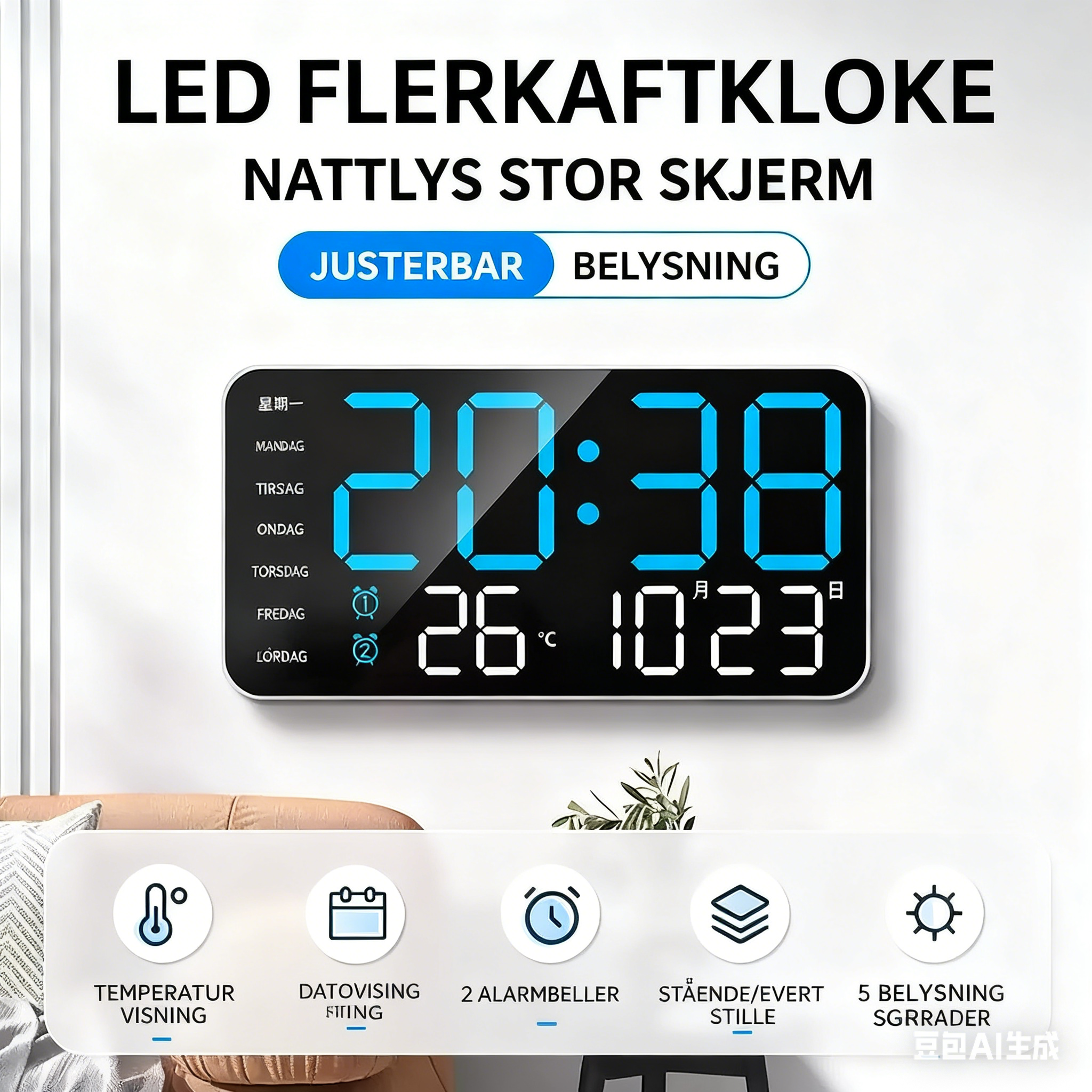 📢 ‌50% Korting op de ultieme LED wandklok!‌ 🎉  ⏰ ‌Multifunctionele & decoratief – past overal en past perfect in je interieur!‌ 🏡✨
