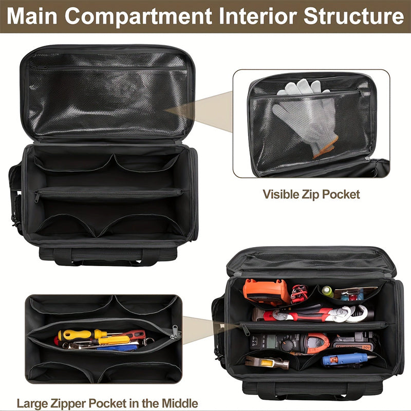 🌞Fris Je Werkplek Op met 50% Korting!🎒Ultieme Heavy-Duty Canvas Gereedschapstas met MOLLE-systeem: Professionele Organizer met Meervoudige Opbergvakken voor Elke Technicus!